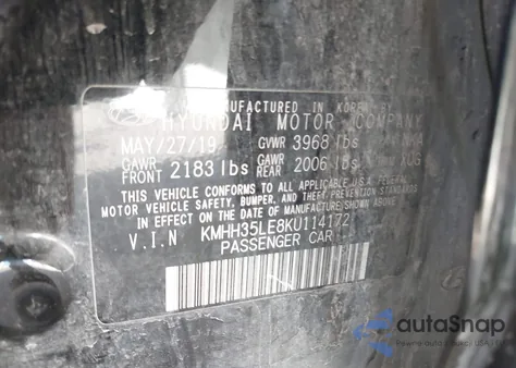 2019 Hyundai Elantra Gt from USA, damaged, VIN KMHH35LE8KU114172